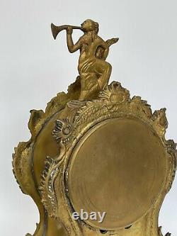 Cartel 19eme Napoleon III Bronze Cadran Email Decor De Femme À La Trompe C2703