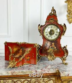Cartel D'époque Napoléon III Et Sa Console En Vernis Martin De Style Louis XV