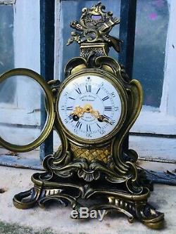 Cartel Pendule Horloge Epoque Napoleon III Style Rocaille En Bronze