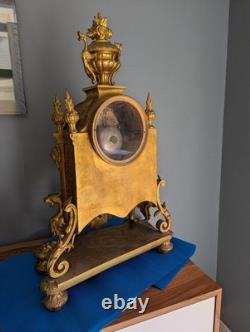 Cartel pendule bronze doré Napoléon III chimères cadran émaillé