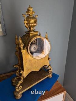 Cartel pendule bronze doré Napoléon III chimères cadran émaillé