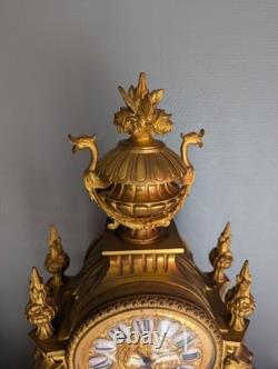Cartel pendule bronze doré Napoléon III chimères cadran émaillé