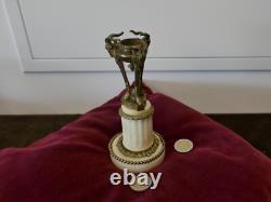 Cassolette brule parfum Napoléon III, bronze tetes de béliers, albatre H17cm, P600g