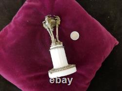 Cassolette brule parfum Napoléon III, bronze tetes de béliers, albatre H17cm, P600g