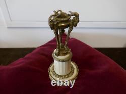 Cassolette brule parfum Napoléon III, bronze tetes de béliers, albatre H17cm, P600g