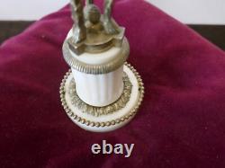 Cassolette brule parfum Napoléon III, bronze tetes de béliers, albatre H17cm, P600g