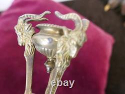 Cassolette brule parfum Napoléon III, bronze tetes de béliers, albatre H17cm, P600g