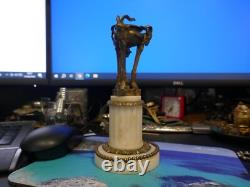 Cassolette brule parfum Napoléon III, bronze tetes de béliers, albatre H17cm, P600g