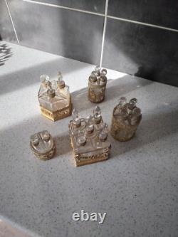 Cave a parfum. Coffret a odeurs. Parfum 5 flacons bronze doré NAPOLEON III