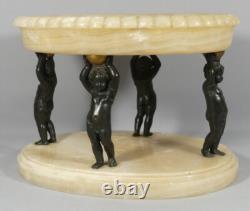 Centre De Table, Coupe En Albâtre Veiné Et Putti En Bronze Patiné, Napoléon III