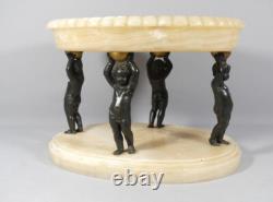 Centre De Table, Coupe En Albâtre Veiné Et Putti En Bronze Patiné, Napoléon III