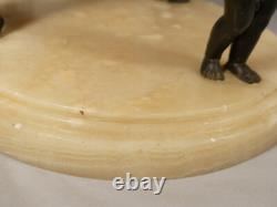 Centre De Table, Coupe En Albâtre Veiné Et Putti En Bronze Patiné, Napoléon III