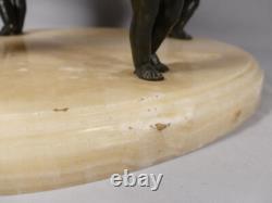Centre De Table, Coupe En Albâtre Veiné Et Putti En Bronze Patiné, Napoléon III