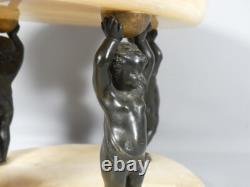 Centre De Table, Coupe En Albâtre Veiné Et Putti En Bronze Patiné, Napoléon III