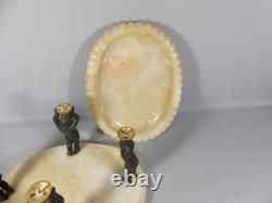 Centre De Table, Coupe En Albâtre Veiné Et Putti En Bronze Patiné, Napoléon III