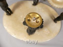 Centre De Table, Coupe En Albâtre Veiné Et Putti En Bronze Patiné, Napoléon III