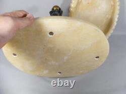 Centre De Table, Coupe En Albâtre Veiné Et Putti En Bronze Patiné, Napoléon III