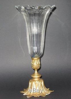 Centre De Table Vase Cornet Tulipe Baccarat Epergne Art Nouveau Ormolu Bronze