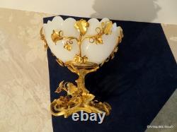 Centre de Table Coupe Bronze doré et Opaline XIXéme 20cm Haut ép Napoléon III