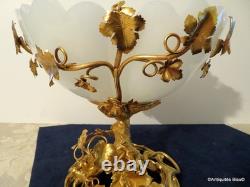 Centre de Table Coupe Bronze doré et Opaline XIXéme 20cm Haut ép Napoléon III