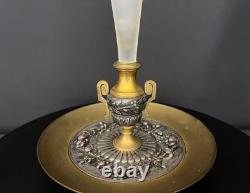 Centre de table en bronze et cristal gravé