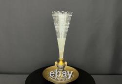 Centre de table en bronze et cristal gravé