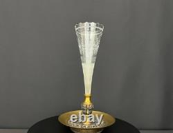 Centre de table en bronze et cristal gravé