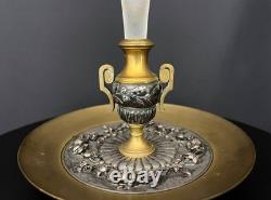 Centre de table en bronze et cristal gravé