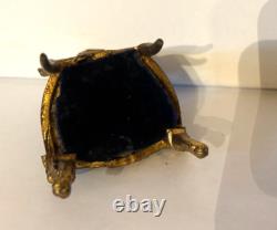 Chaise miniature porte-montre bronze XIXème Napoléon III assise bleu