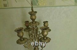 Chandelier Bougeoir Bronze Doré et Porcelaine Napoléon III XIX ème 4 Branches