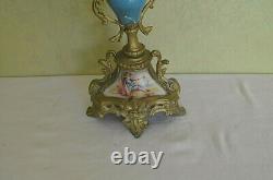 Chandelier Bougeoir Bronze Doré et Porcelaine Napoléon III XIX ème 4 Branches