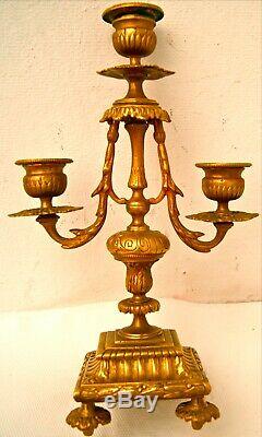 Chandelier bronze 3 branches. Ancien 19èm, Napoléon III. H 28 cm 1,3 kg
