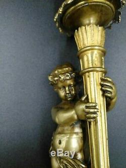Chandeliers candélabres putti chérubin bougeoirs bronz Napoléon III candlestick