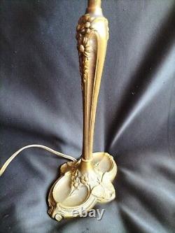 Charles Ranc / Lampe en bronze à fleurs et papillons naturalistes / Art Nouveau