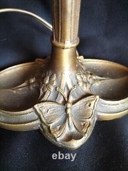 Charles Ranc / Lampe en bronze à fleurs et papillons naturalistes / Art Nouveau