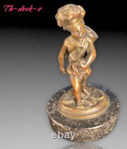 Cherubin Cupidon Bronze Formant Porte Allumettes Napoleon III Figure Statuette