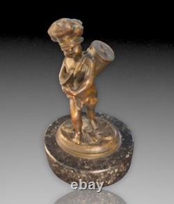 Cherubin Cupidon Bronze Formant Porte Allumettes Napoleon III Figure Statuette