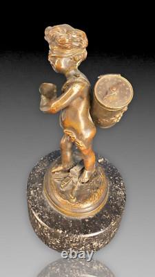 Cherubin Cupidon Bronze Formant Porte Allumettes Napoleon III Figure Statuette