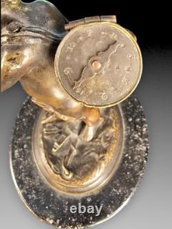 Cherubin Cupidon Bronze Formant Porte Allumettes Napoleon III Figure Statuette