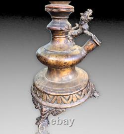 Chine/vietnam Pipe A Eau Bronze Dragon Xixème
