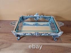 Christofle Centre de table jardinière plat en bronze argenté modèle putti ange