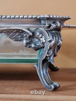 Christofle Centre de table jardinière plat en bronze argenté modèle putti ange