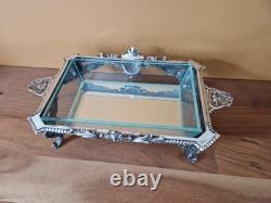 Christofle Centre de table jardinière plat en bronze argenté modèle putti ange