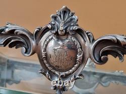 Christofle Centre de table jardinière plat en bronze argenté modèle putti ange