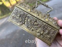 Coffre Coffret a Bijoux Bronze Art Nouveau Ancien Boite Napoleon III