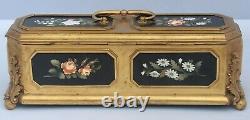 Coffret Napoléon III Bronze Doré Pietra Dura Ormolu Jewelry Casket Tahan Nap III