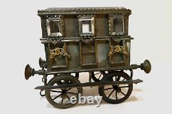 Coffret à Bijoux Bronze Laiton Cristal Wagon de Chemin de Fer Train circa 1850