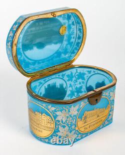 Coffret en Opaline Bleue, Emaillée Or, Monture en Bronze Doré, Napoléon III