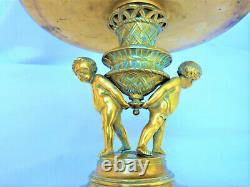 Coupe Bronze Doré Émaux Cloisonnés Marbre Attribuée Alphonse Giroux Antiqu Cup