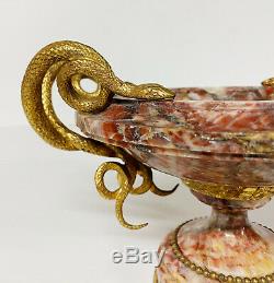 Coupe D'époque Napoléon III En Marbre À Décor De Serpents En Bronze Doré
